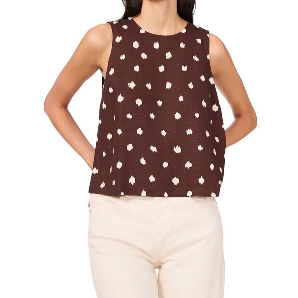 NWT 1. STATE Dotted Crew Neck Sleeveless Tank
